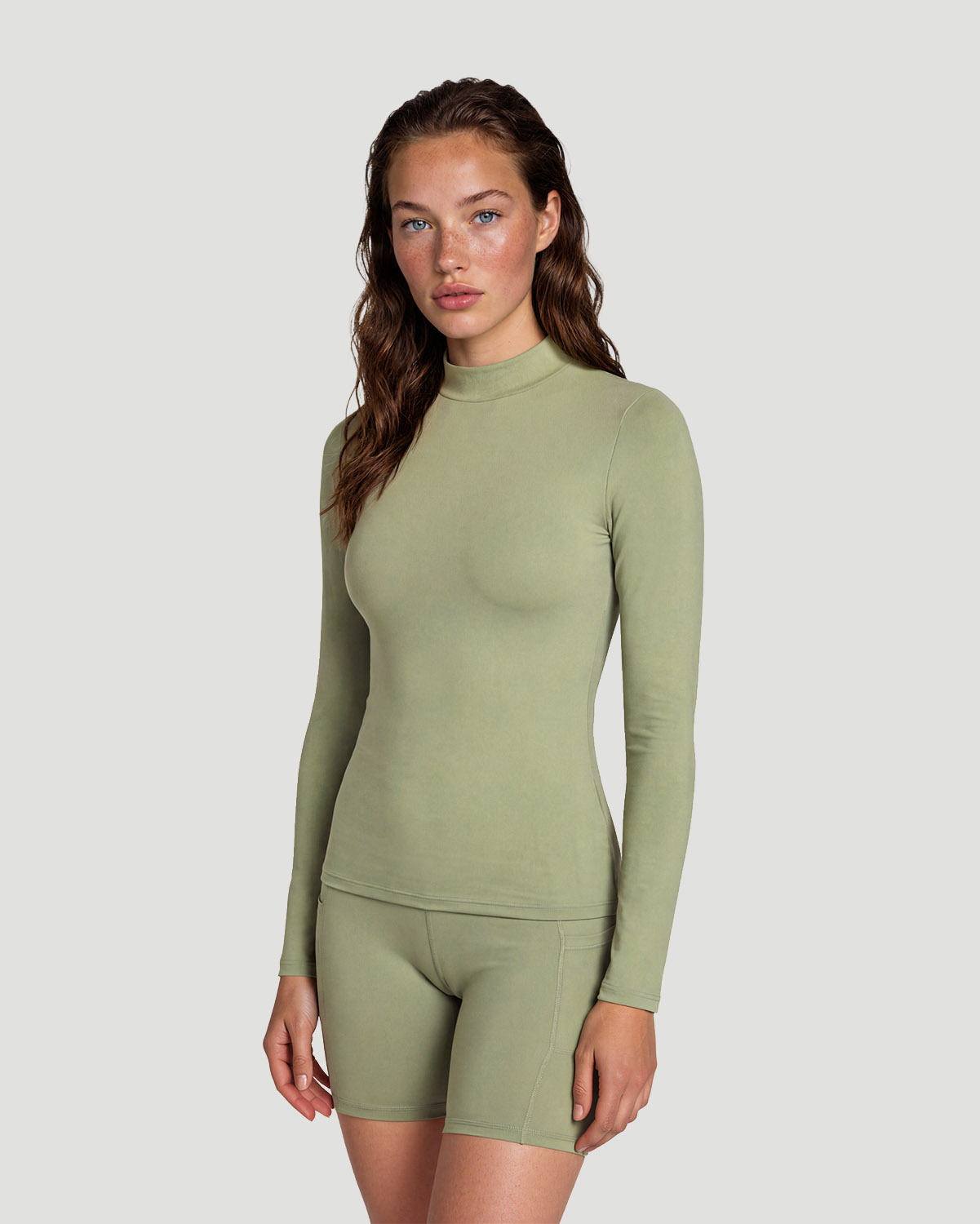 Women's Mock Neck T-Shirt - Tea image number 1