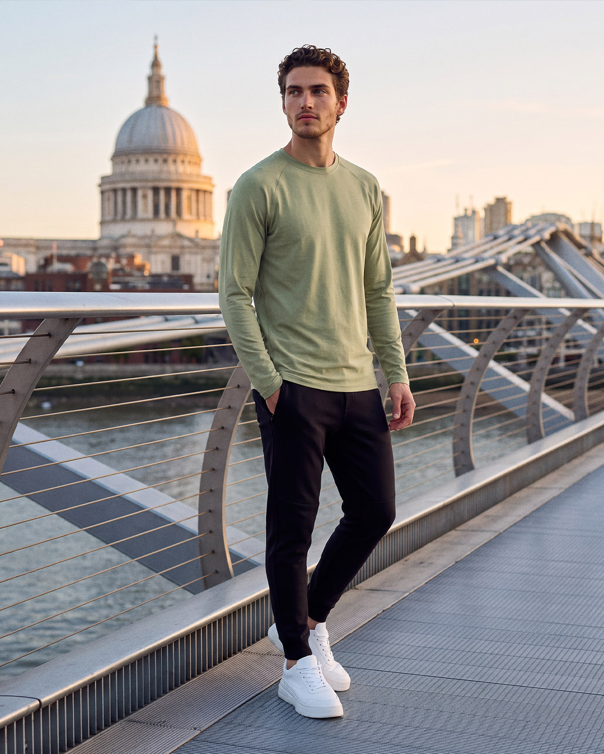Men's Active Long Sleeve T-Shirt - Tea image number 5